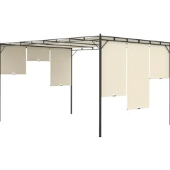 Partytält & paviljoner - Living Trädgårdspaviljong med draperier 4x3x2,25 m gräddvit