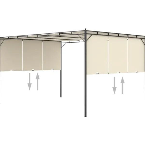 Partytält & paviljoner - Living Trädgårdspaviljong med draperier 4x3x2,25 m gräddvit