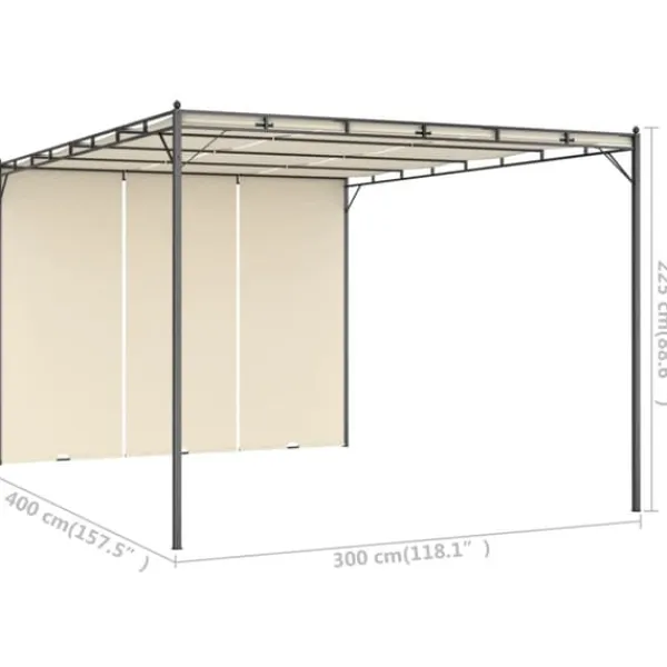 Partytält & paviljoner - Living Trädgårdspaviljong med draperier 4x3x2,25 m gräddvit