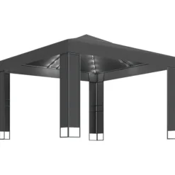 Partytält & paviljoner - Living Paviljong med dubbeltak och ljusslinga LED 3x3 m antracit