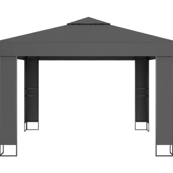 Partytält & paviljoner - Living Paviljong med dubbeltak och ljusslinga LED 3x3 m antracit