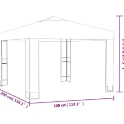 Partytält & paviljoner - Living Paviljong med dubbeltak och ljusslinga LED 3x3 m antracit