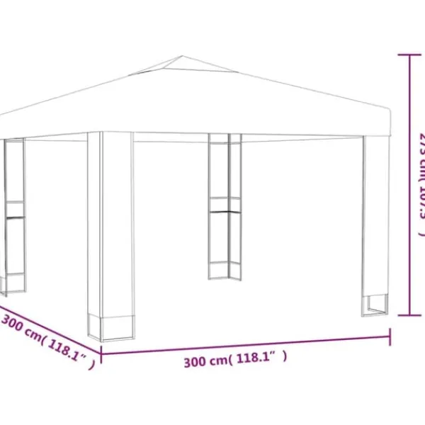 Partytält & paviljoner - Living Paviljong med dubbeltak och ljusslinga LED 3x3 m antracit