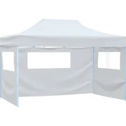 Partytält & paviljoner - Living Hopfällbart partytält med 3 sidoväggar 3x4 m stål vit