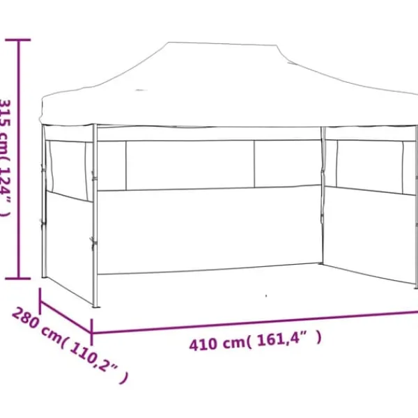 Partytält & paviljoner - Living Hopfällbart partytält med 3 sidoväggar 3x4 m stål vit