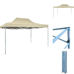 Online Partytält & paviljoner - Living Hopfällbart partytält 3x4 m stål gräddvit Tält & Lusthus