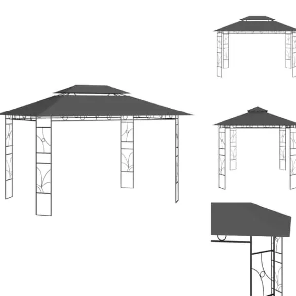 Partytält & paviljoner - Living Paviljong 4x3x2,7 m antracit 160 g/m²