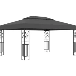 Discount Partytält & paviljoner - Living Paviljong med dubbeltak och ljusslinga LED 3x4 m antracit Tält & Lusthus