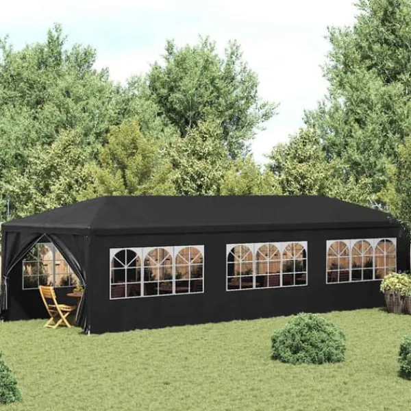 Partytält 3x9 m - UV- och vattenbeständigt med fönster | Färg: Antracit | Storlek: 3x9 m