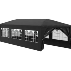 Partytält 3x9 m - UV- och vattenbeständigt med fönster | Färg: Antracit | Storlek: 3x9 m