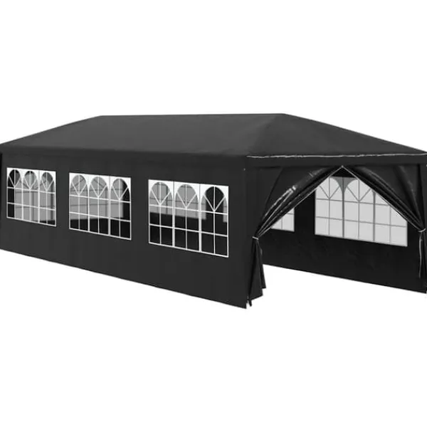 Partytält 3x9 m - UV- och vattenbeständigt med fönster | Färg: Antracit | Storlek: 3x9 m