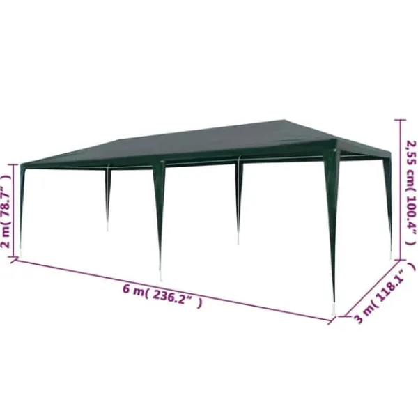 Outlet Partytält 3x6 m - UV- och vattenresistent | Färg: Grön | Storlek: 3x6 m Tält & Lusthus