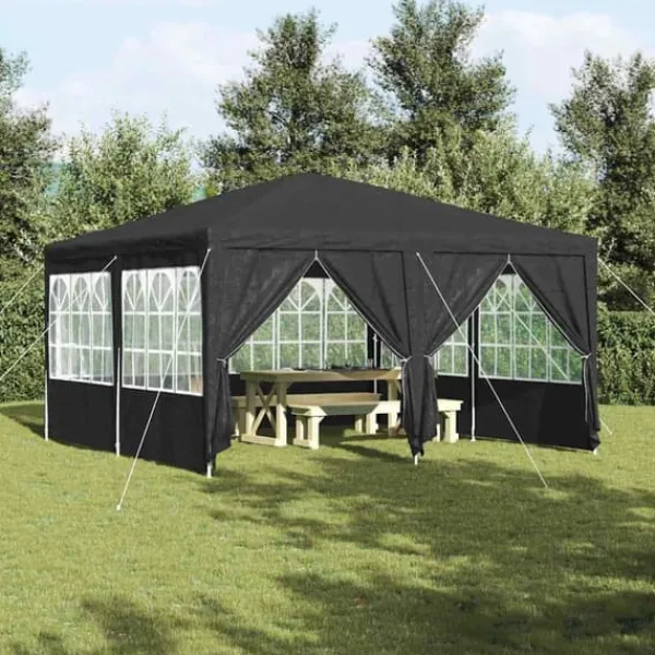 Best Partytält 4x4 m med 8 väggar - Rymligt och stiligt | Färg: Antracit | Material: PE Tält & Lusthus