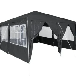 Best Partytält 4x4 m med 8 väggar - Rymligt och stiligt | Färg: Antracit | Material: PE Tält & Lusthus