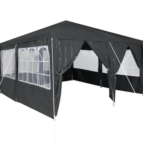 Best Partytält 4x4 m med 8 väggar - Rymligt och stiligt | Färg: Antracit | Material: PE Tält & Lusthus