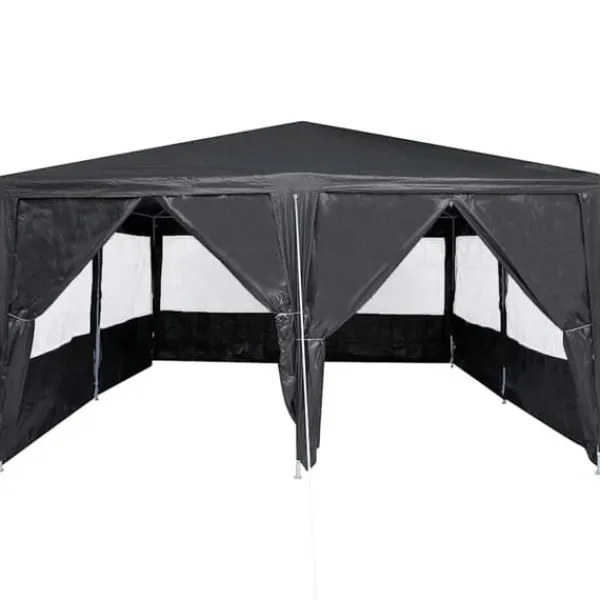 Best Partytält 4x4 m med 8 väggar - Rymligt och stiligt | Färg: Antracit | Material: PE Tält & Lusthus