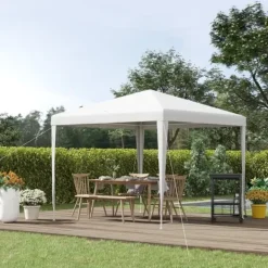 Paviljong 2,7×2,7 m vattenavvisande & vintertålig, vit