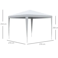 Paviljong 2,7×2,7 m vattenavvisande & vintertålig, vit