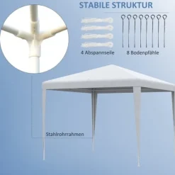Paviljong 2,7×2,7 m vattenavvisande & vintertålig, vit