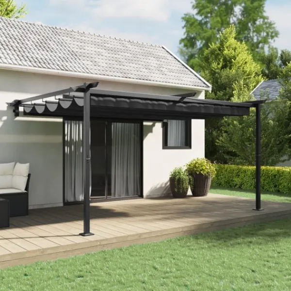 Discount Paviljong Antracit 400 x 300 x 200 cm Polyester Valvbågar, Spaljéer, Bersåer & Pergolor