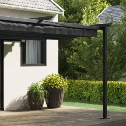 Discount Paviljong Antracit 400 x 300 x 200 cm Polyester Valvbågar, Spaljéer, Bersåer & Pergolor