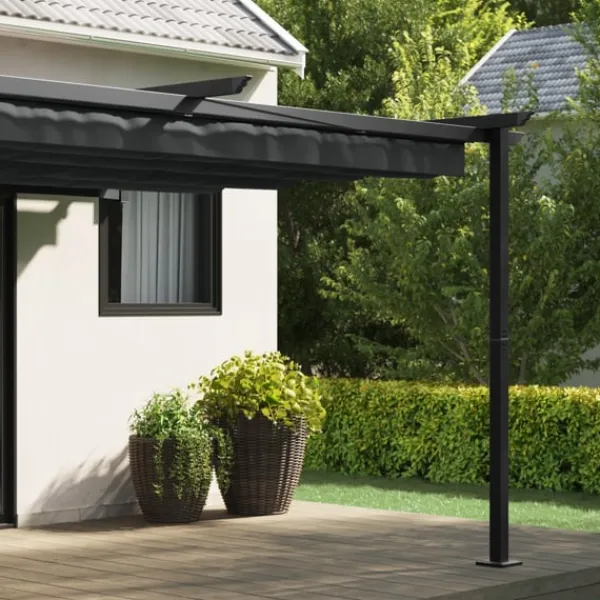 Discount Paviljong Antracit 400 x 300 x 200 cm Polyester Valvbågar, Spaljéer, Bersåer & Pergolor