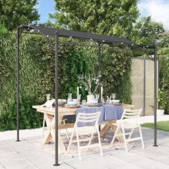 Clearance Paviljong antracit 2x2,3 m 180 g/m² tyg och stål Valvbågar, Spaljéer, Bersåer & Pergolor