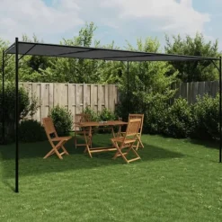 vidaXL Paviljong antracit 4x4 m 180 g/m² tyg och stål