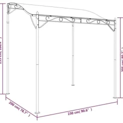 Paviljong för uteplats - Antracit 2x2,3 m | Material: 180 g/m² tyg & Stål