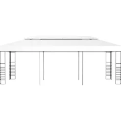 Paviljong för utomhusbruk 6x3 m - Solskydd och regnskydd | Färg: Vit | Storlek: 6x3 m