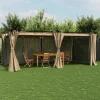 Paviljong med draperi - Robust uteplatslösning | Färg: Taupe | Storlek: 6x3 m