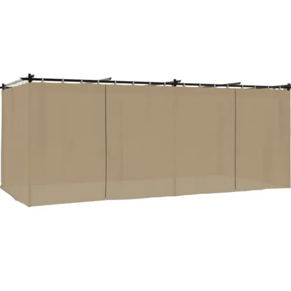 Paviljong med draperi - Robust uteplatslösning | Färg: Taupe | Storlek: 6x3 m