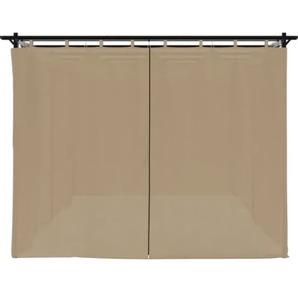 Paviljong med draperi - Robust uteplatslösning | Färg: Taupe | Storlek: 6x3 m