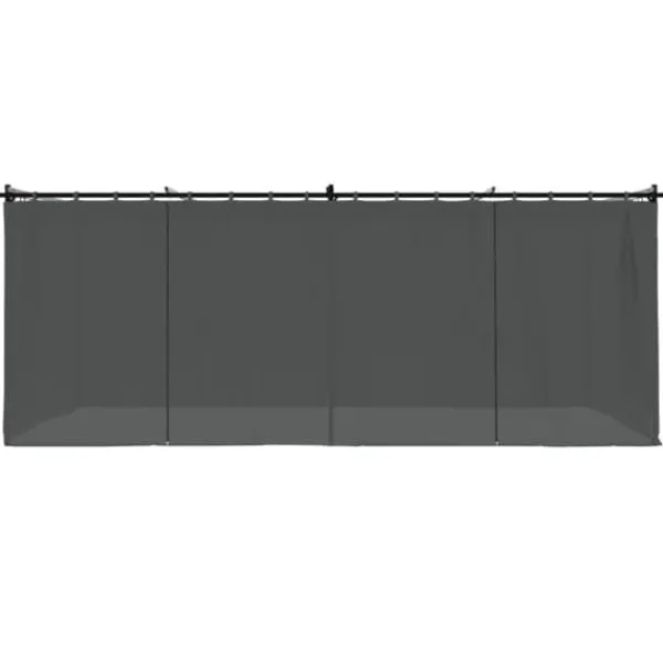 Online Paviljong med draperi i antracit - Utemöbler för avkoppling | Storlek: 6x3 m | Material: Stål Valvbågar, Spaljéer, Bersåer & Pergolor