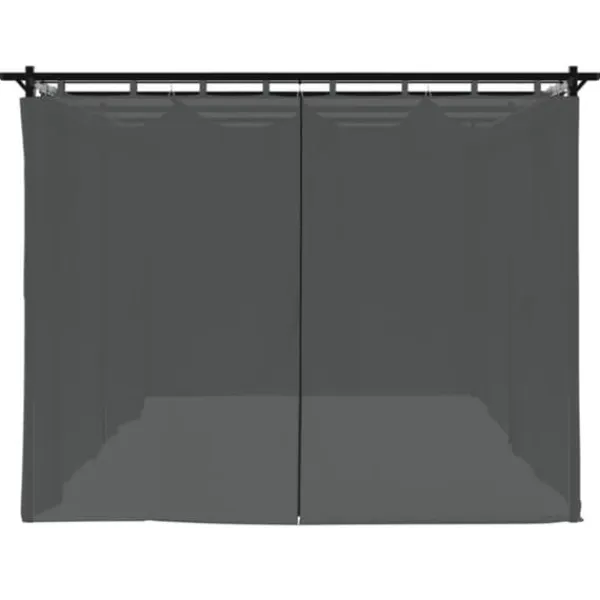 Online Paviljong med draperi i antracit - Utemöbler för avkoppling | Storlek: 6x3 m | Material: Stål Valvbågar, Spaljéer, Bersåer & Pergolor
