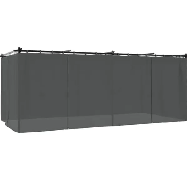 Online Paviljong med draperi i antracit - Utemöbler för avkoppling | Storlek: 6x3 m | Material: Stål Valvbågar, Spaljéer, Bersåer & Pergolor