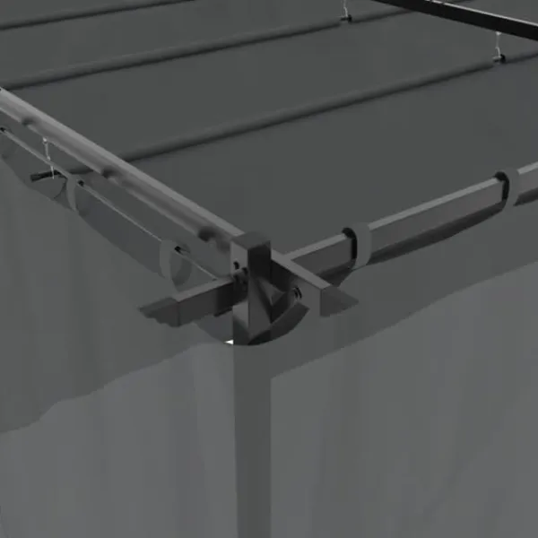 Online Paviljong med draperi i antracit - Utemöbler för avkoppling | Storlek: 6x3 m | Material: Stål Valvbågar, Spaljéer, Bersåer & Pergolor