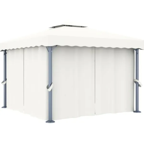 vidaXL Paviljong med draperi och ljusslinga LED 3x3 m gräddvit