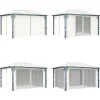 Paviljong med draperier 400 x 300 cm gräddvit aluminium - Paviljong - Paviljonger - Home & Living