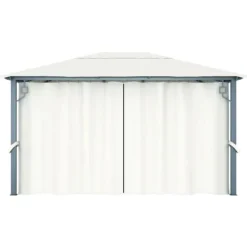 Paviljong med draperier 400 x 300 cm gräddvit aluminium - Paviljong - Paviljonger - Home & Living
