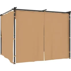 Paviljong med draperier 3x3 m - Stabilt partytält i pulverlackerat stål | Färg: Taupe | Storlek: 3x3 m