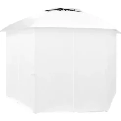 vidaXL Paviljong med draperier 360x312x265 cm vit 180 g/m²