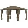 vidaXL Paviljong med draperier 4x3 m taupe 180 g/m²