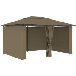 vidaXL Paviljong med draperier 4x3 m taupe 180 g/m²