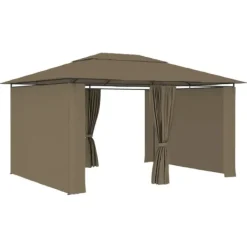 vidaXL Paviljong med draperier 4x3 m taupe 180 g/m²