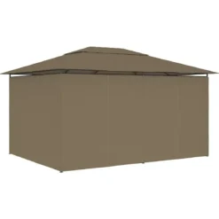 vidaXL Paviljong med draperier 4x3 m taupe 180 g/m²