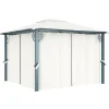 Online Paviljong med draperier 300x300 cm gräddvit aluminium Tält & Lusthus