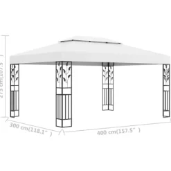 New Paviljong med dubbeltak 3x4 m vit - Paviljong - Paviljonger - Home & Living Tält & Lusthus