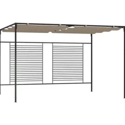 Clearance Paviljong med infällbart tak - Stabil utomhuslösning | Färg: Taupe | Storlek: 3x4x2,3 m Valvbågar, Spaljéer, Bersåer & Pergolor