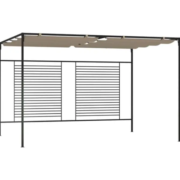 Clearance Paviljong med infällbart tak - Stabil utomhuslösning | Färg: Taupe | Storlek: 3x4x2,3 m Valvbågar, Spaljéer, Bersåer & Pergolor